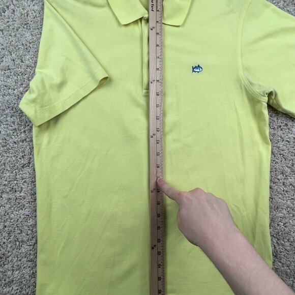 Southern Tide Sport Short Sleeve Polo Shirt Size Small Solid Yellow W Fish Logo - Picture 5 of 7
